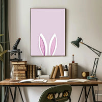 Bunny Ears Poster Minimalist Pink Nursery Wall Art