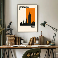 Chicago Cityscape Silhouette Art Print Travel Poster