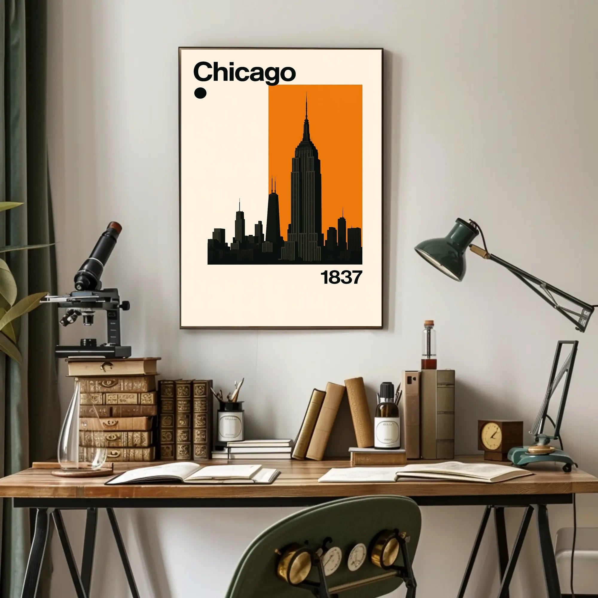 Chicago Cityscape Silhouette Art Print Travel Poster