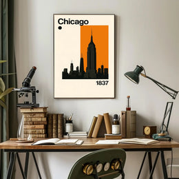 Chicago Cityscape Silhouette Art Print Travel Poster