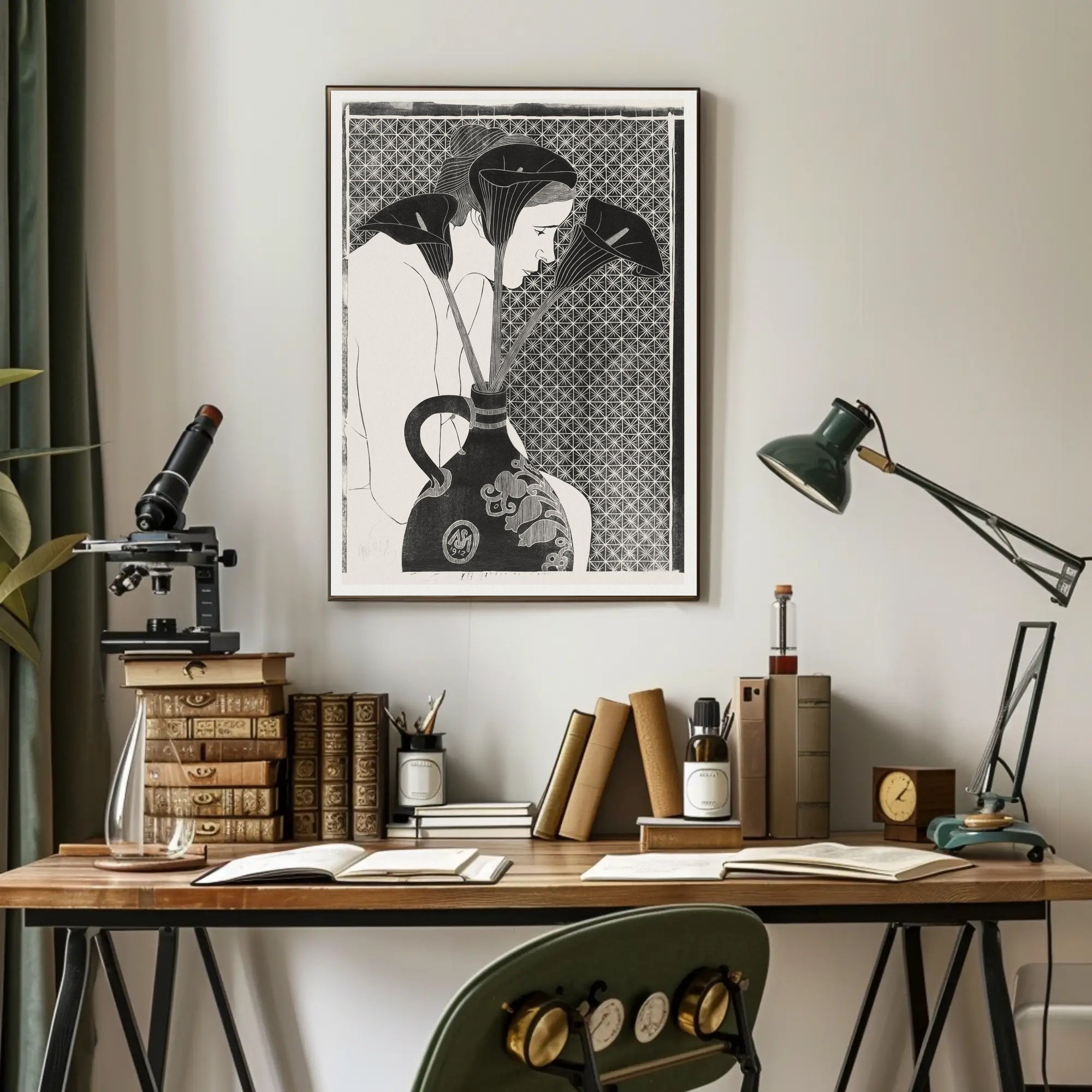 Elegant Woman with Vase: Abstract or Artistic Poster