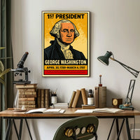 George Washington 1st President of the United States Inked Comic Style Poster