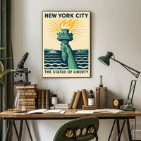 Statue Of Liberty NYC Icon Travel Poster Vintage Wall Art