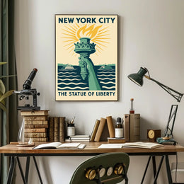 Statue Of Liberty NYC Icon Travel Poster Vintage Wall Art