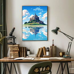 Majestic Castle Reflection: European Gothic Art Print