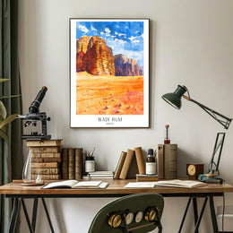 Wadi Rum Adventure in Colorful Travel Poster PosterGoat