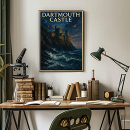 Dartmouth Castle Sunset on the Cliffs Travel Poster