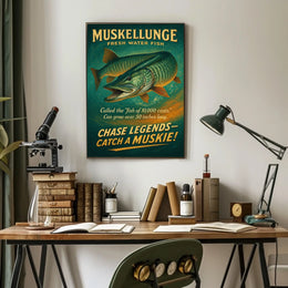 Muskellunge Adventure Vintage Fishing Poster for Anglers