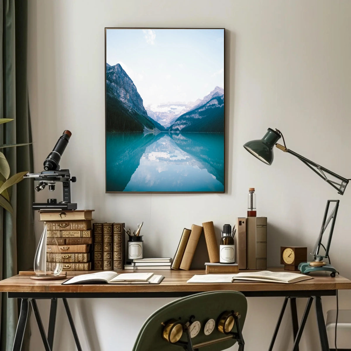 Serene Mountain Reflection Photorealistic Nature Poster