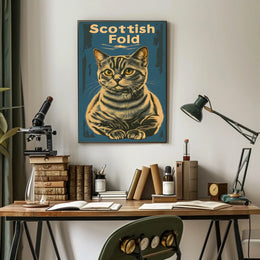 Scottish Fold Cat Artwork Minimalist Studio Poster