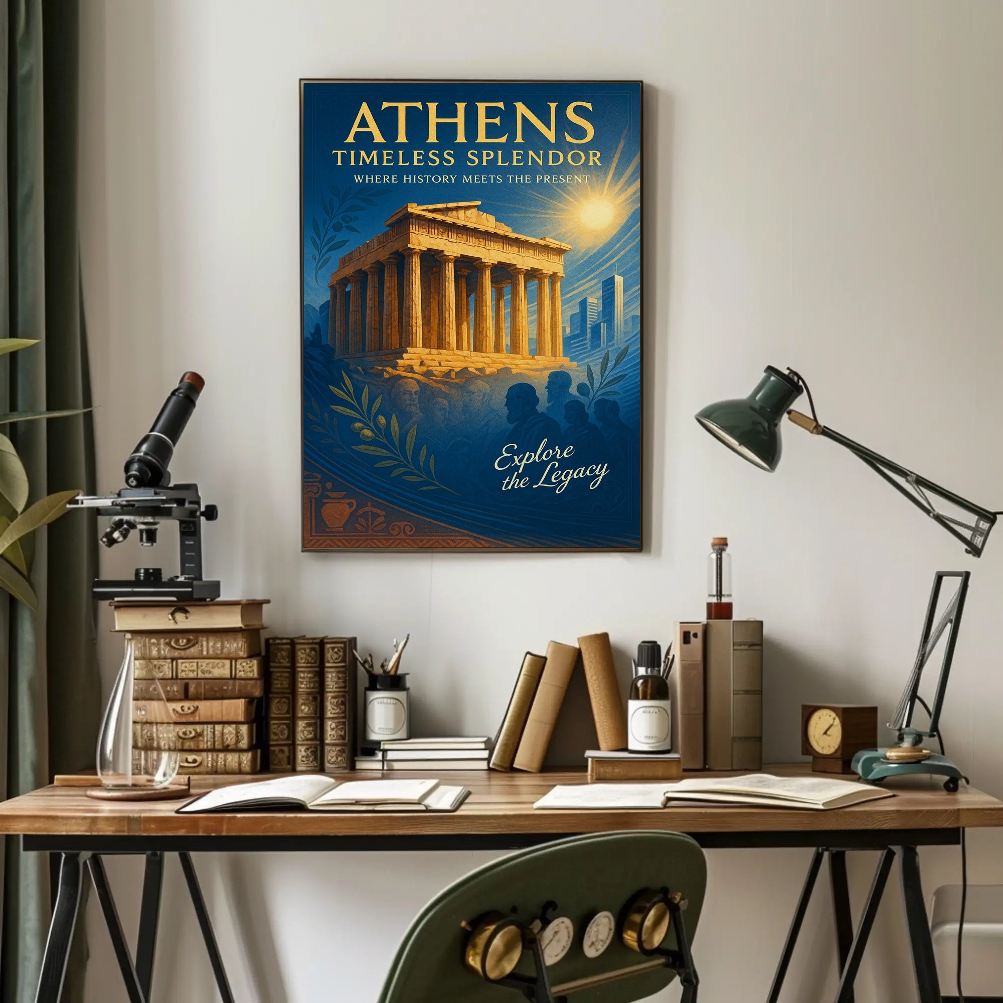 Athens Parthenon Vintage Travel Inspiring Cultural or Heritage Poster