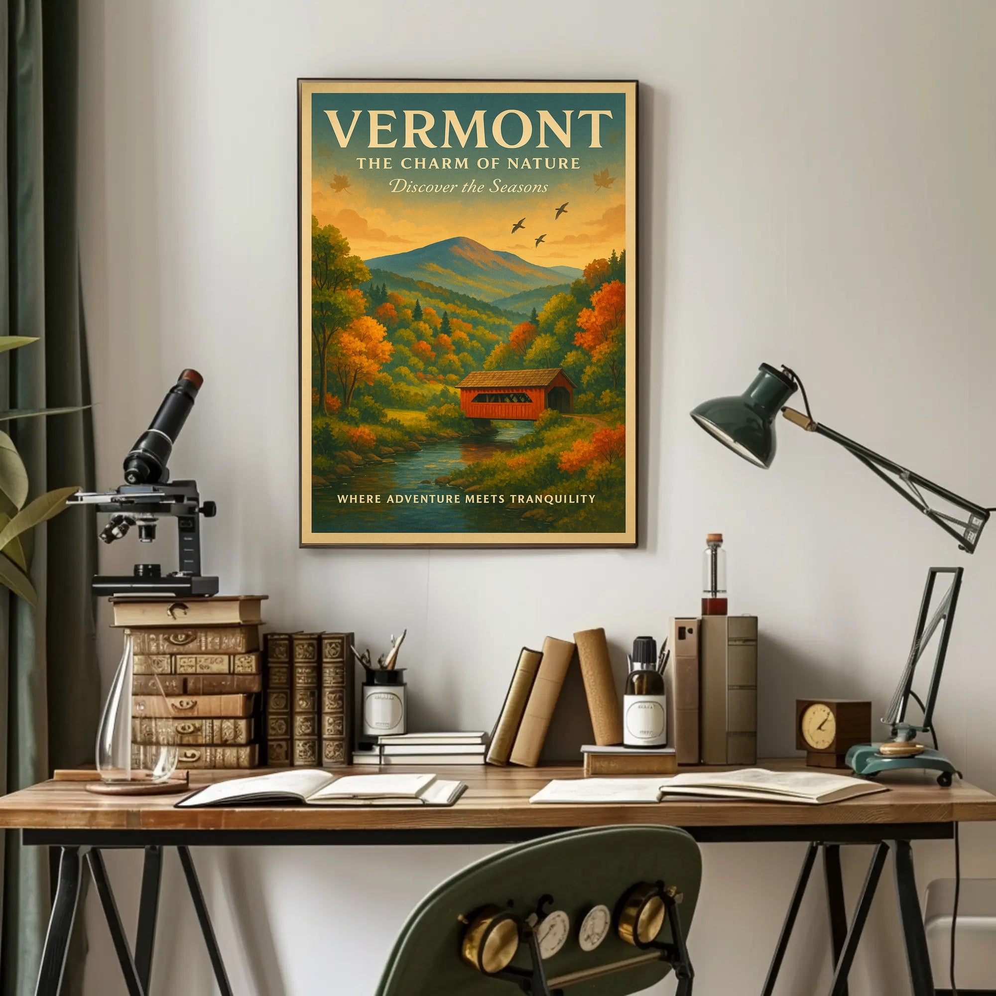 Vermont Autumn Tranquility Vintage Travel Poster