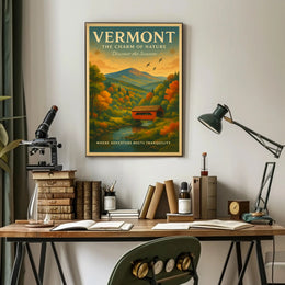 Vermont Autumn Tranquility Vintage Travel Poster