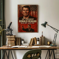 Ronald Reagan 40th President Retro 80s Poster