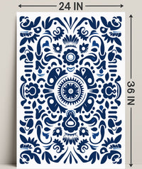 Ornate Blue Pattern Design Poster