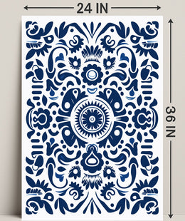 Ornate Blue Pattern Design Poster