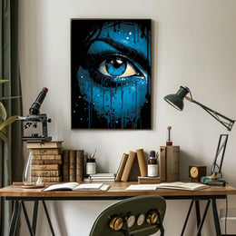 Intense Blue Eye Surreal Art Poster Print