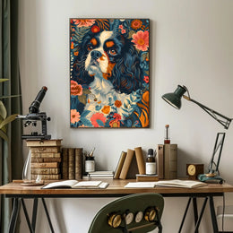 Floral Canine Portrait Wall Art Print
