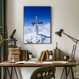 Cross On A Snowy Peak Poster