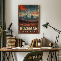 Wanderlust Bozeman Montana Mountain Town Watercolor Scenic Museum Quality Poster