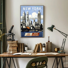 New York City Poster Vintage Travel Cityscape Wall Art