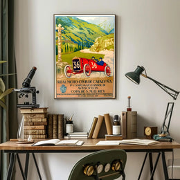 Vintage Spanish Auto Cycling Championship Art Print Decor