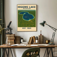 Higgins Lake Tranquil Vintage Travel Poster