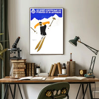 Dynamic Skier in Pyrenees Auvergne Winter Sports Poster PosterGoat