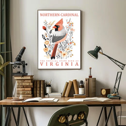 Northern Cardinal Virginia State Bird Art Poster