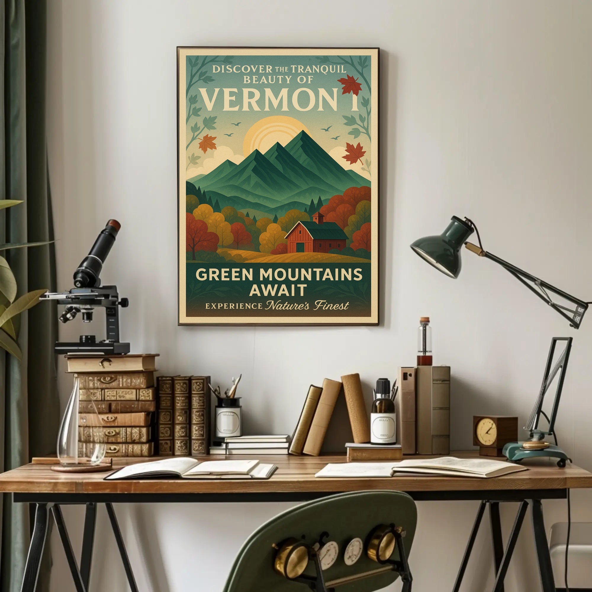 Green Mountains Await Vintage Poster Print