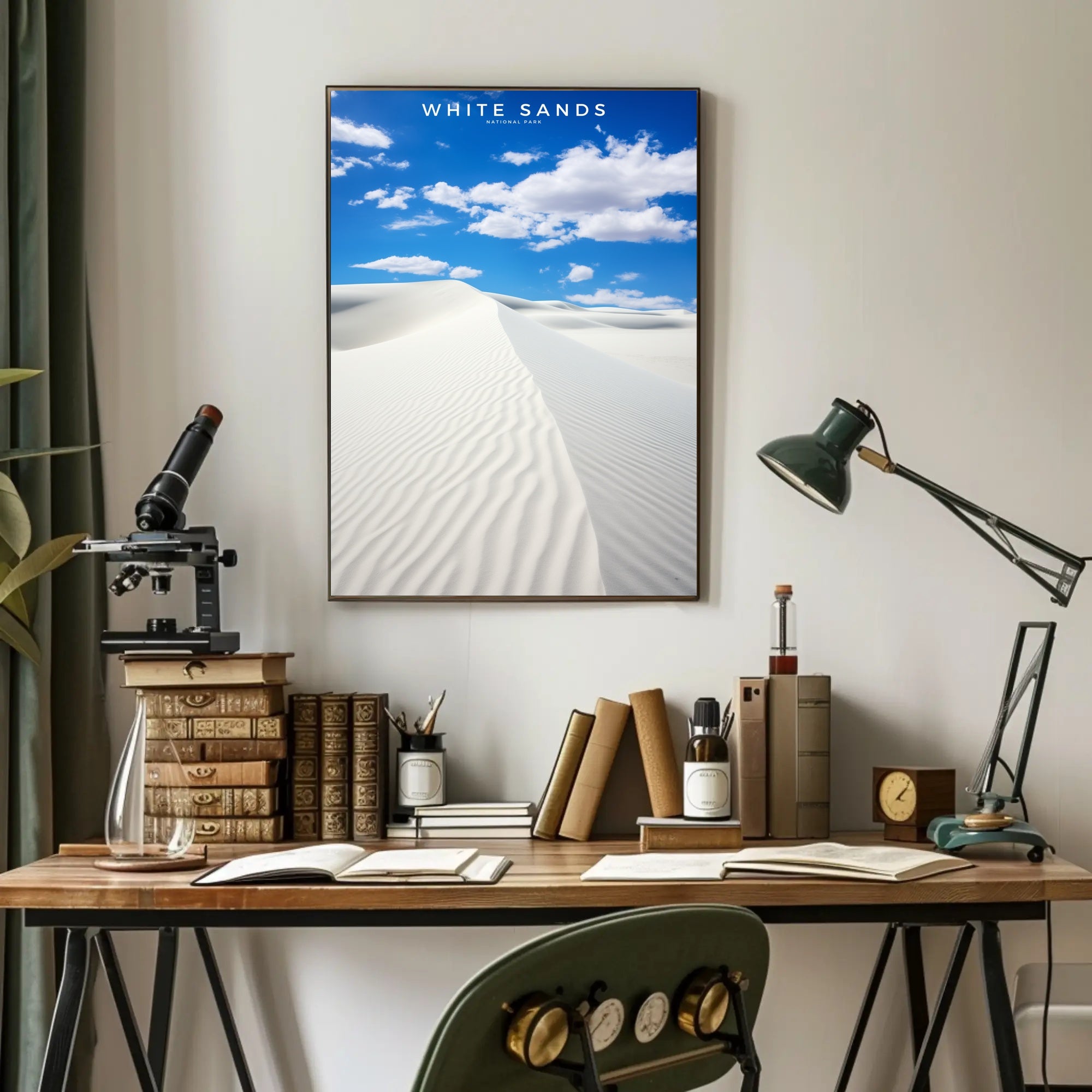 White Sands Travel Poster Minimalist Desert Print