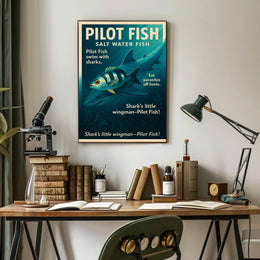 Pilot Fish and Shark Symbiosis Educational Poster