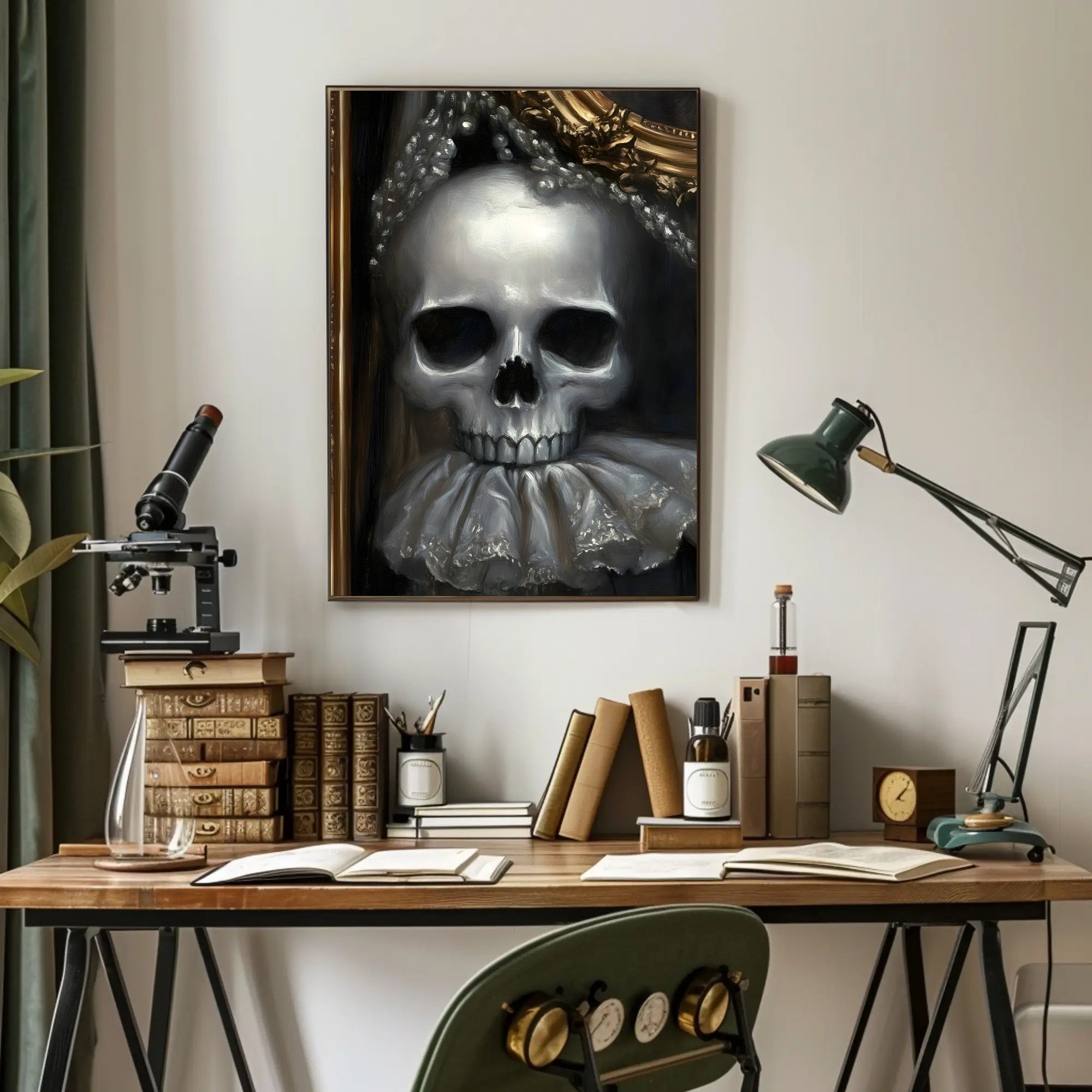 Eerie Skull with Ornate Collar: Abstract or Artistic Poster PosterGoat