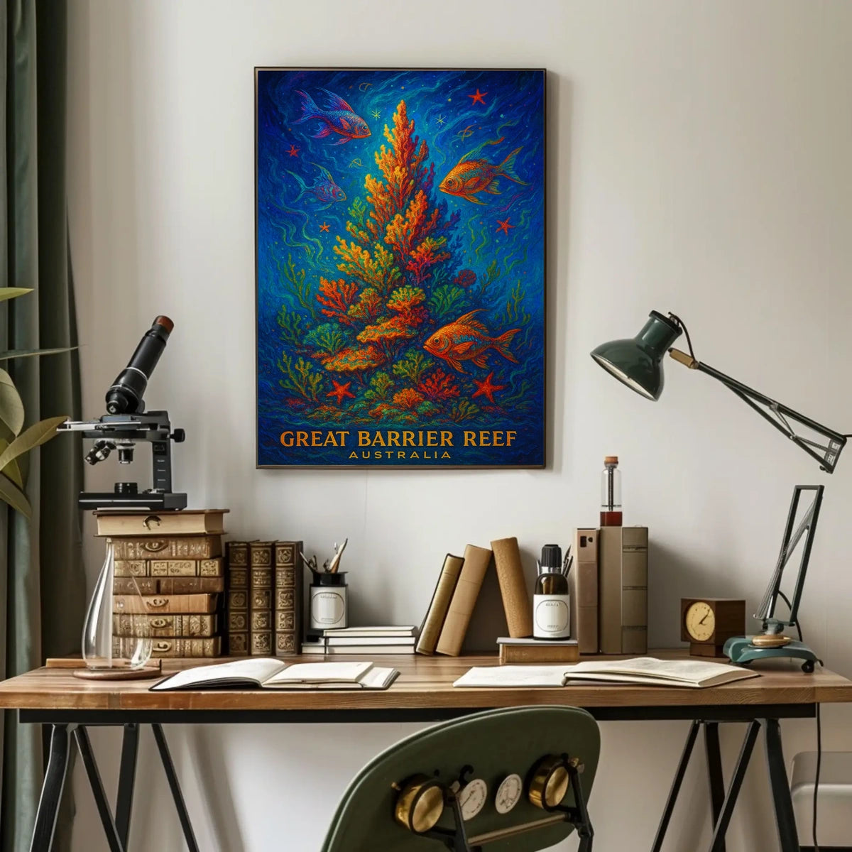 Great Barrier Reef Vintage Art Poster Print