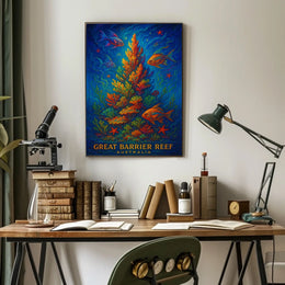 Great Barrier Reef Vintage Art Poster Print