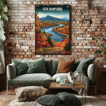 New Hampshire Autumn Vintage Style Poster