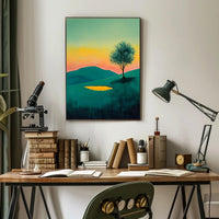 Tranquil Landscape Sunset Poster Serene Wall Art