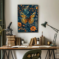 Vibrant Butterfly and Flowers Illustrated Animal Poster
