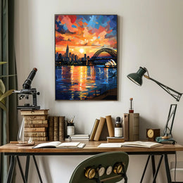 Vibrant Cityscape At Sunset Poster