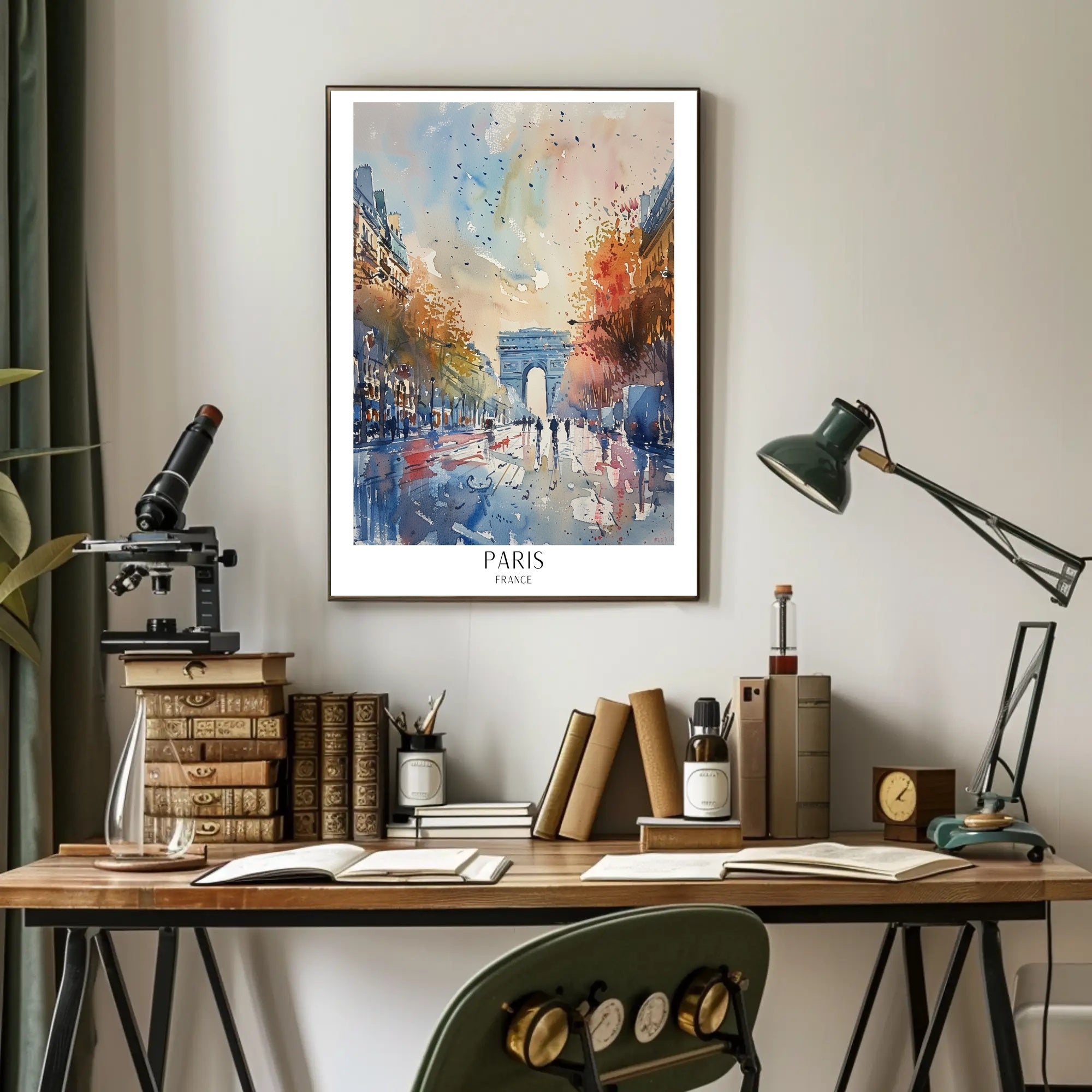 Paris Arc de Triomphe Impressionistic Watercolor Urban or Cityscape Poster PosterGoat