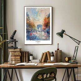 Paris Arc de Triomphe Impressionistic Watercolor Urban or Cityscape Poster PosterGoat