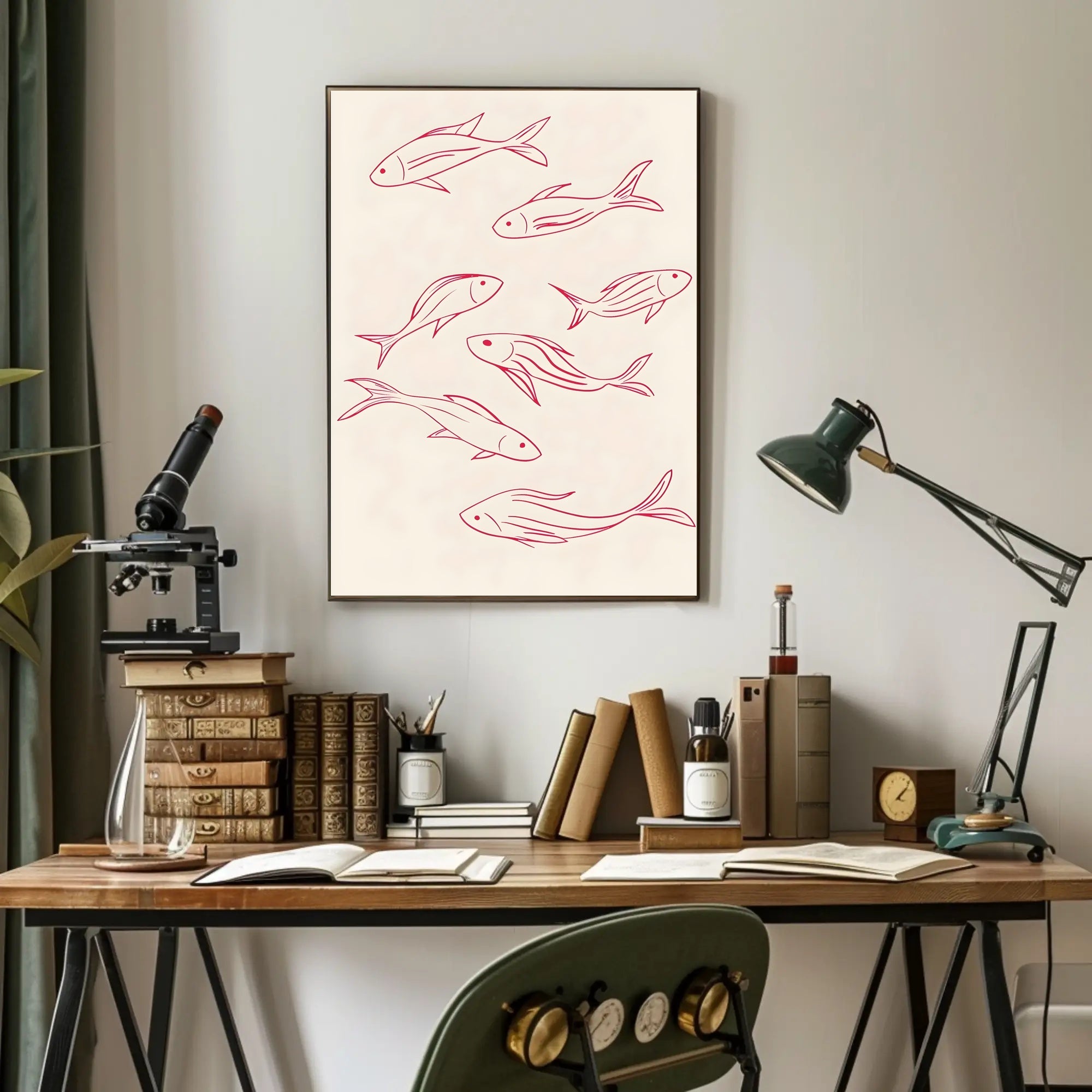 Flowing Fishes Minimalist Poster Wall Art Print