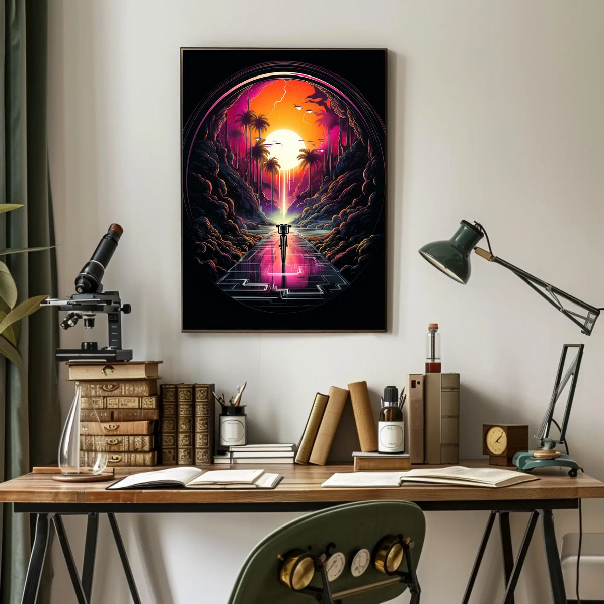 Journey Through a Neon Sunset Poster