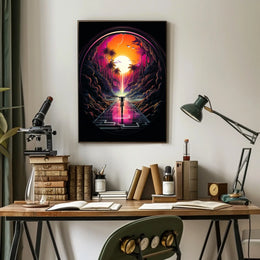 Journey Through a Neon Sunset Poster