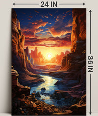 Sunset Over Canyon Poster