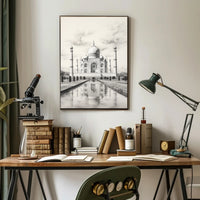 Taj Mahal Monochrome Artistic Cultural or Heritage Poster