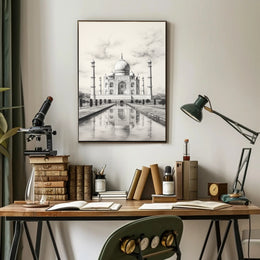 Taj Mahal Monochrome Artistic Cultural or Heritage Poster