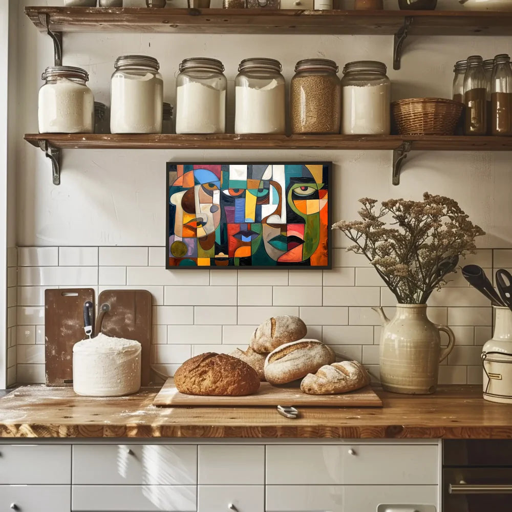 Cubist Faces Abstract Modern Art Poster Print