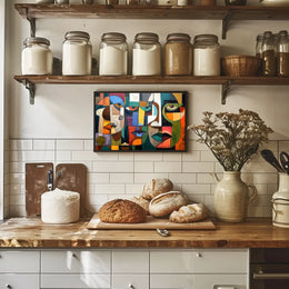 Cubist Faces Abstract Modern Art Poster Print