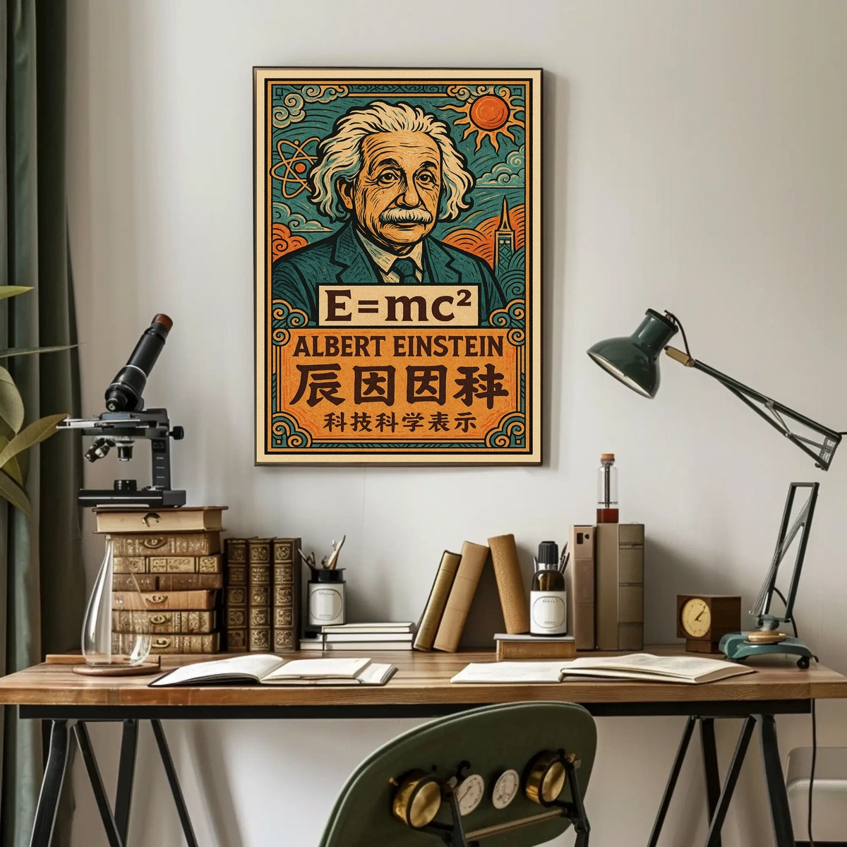 Albert Einstein Icon Science Minimalist Scenic Portrait Wall Art Home Decor Poster